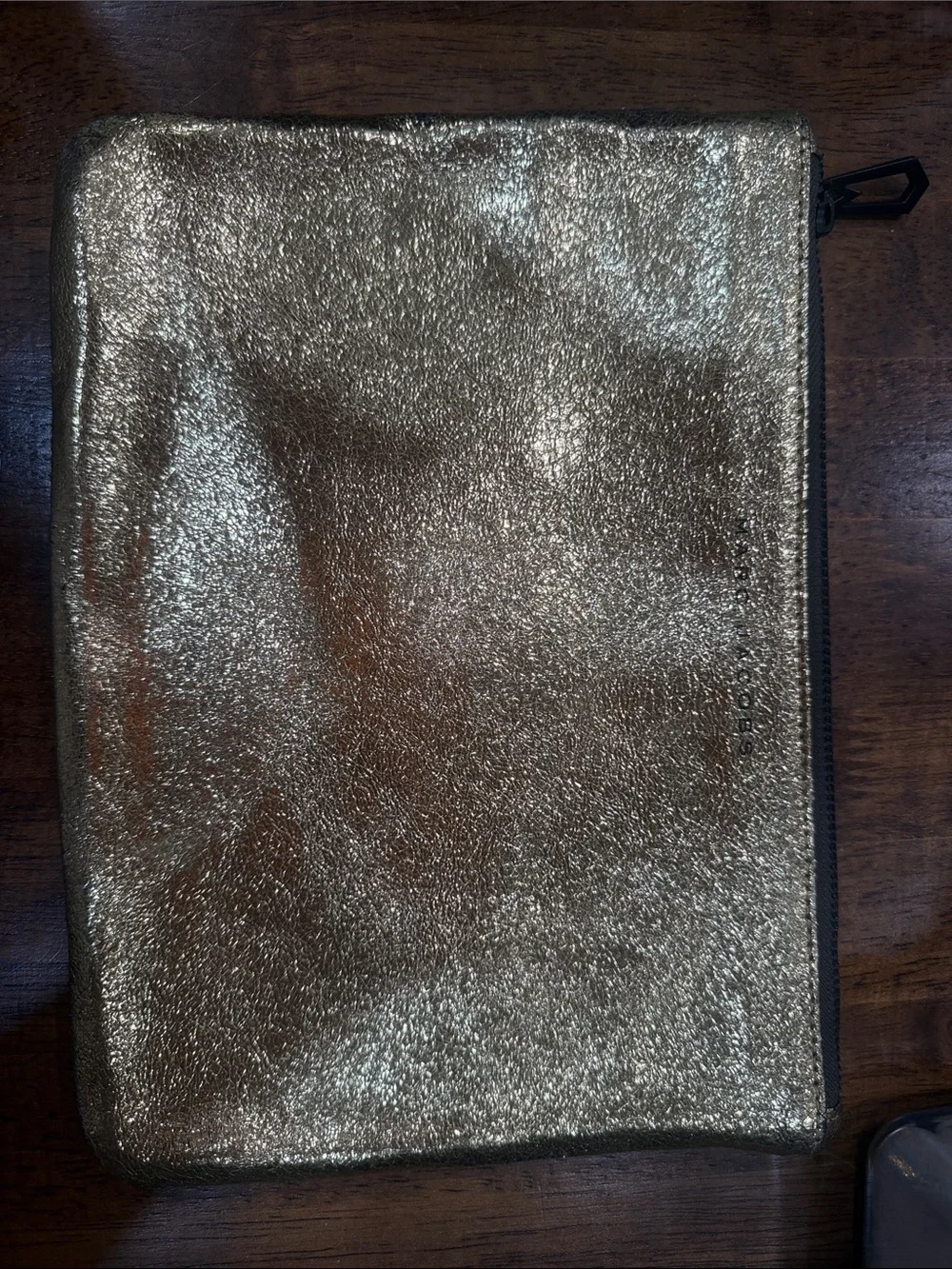 Marc Jacobs Metallic Bronze-Gold Zip Pouch